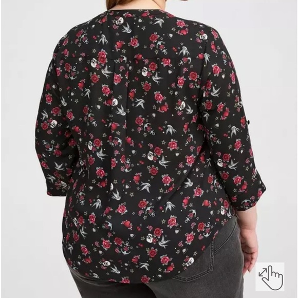 TORRID Harper 3/4 Sleeve Lace Up Blouse Size 3X - Picture 3 of 9